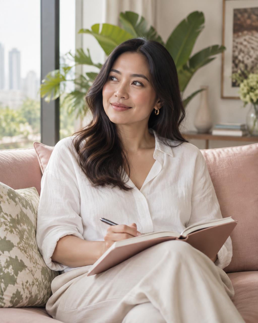 Perempuan Indonesia menikmati jeda dengan jurnal refleksi